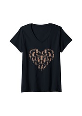 Womens Otter Heart I Cute Otters Hearts Animal Lover I Sea Otter V-Neck T-Shirt