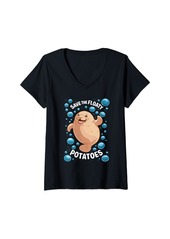 Sea Womens Save The Floaty Potatoes Funny Manatee Conservation V-Neck T-Shirt