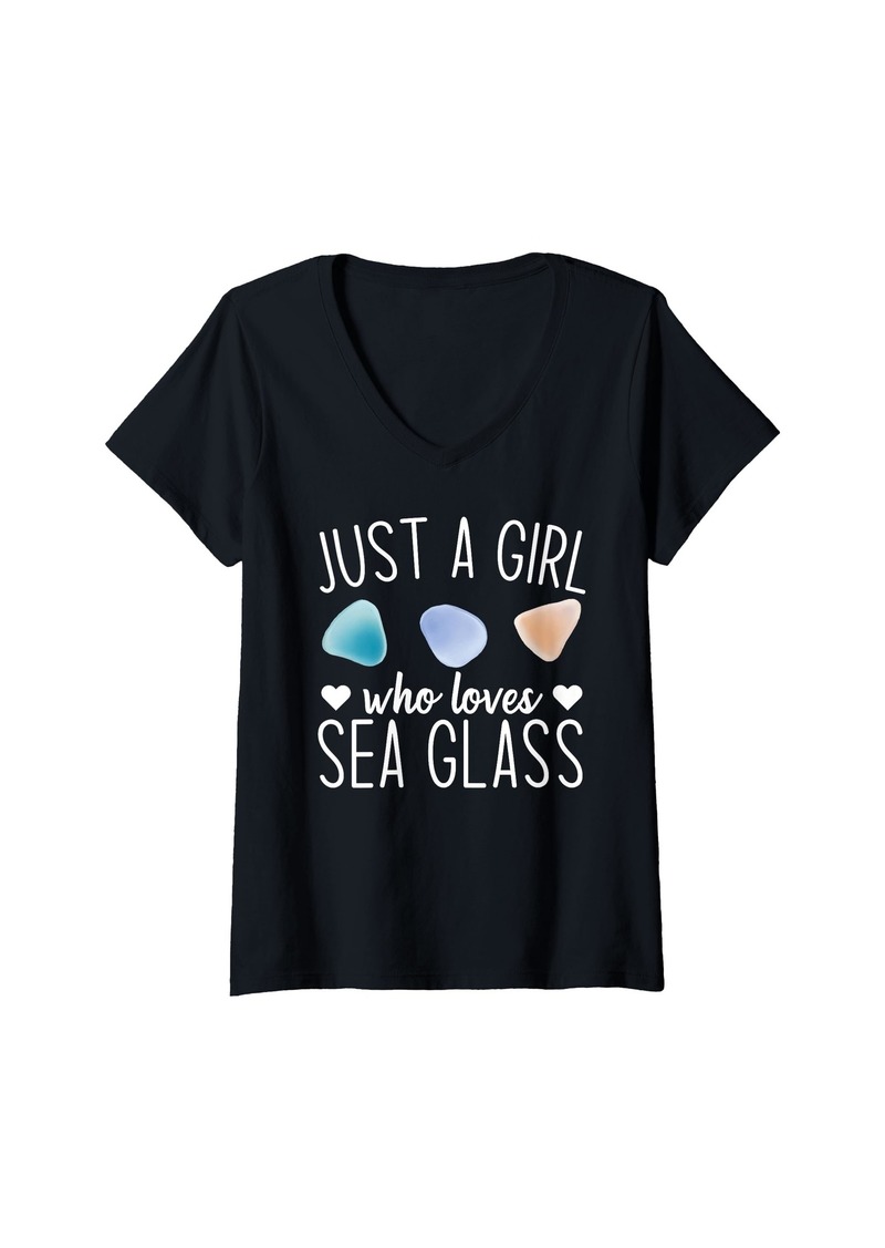 Womens Sea Glass Collecting Design for a Sea glass collector V-Neck T-Shirt