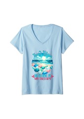 Womens Sea Glass Hunting Is My Therapy Sea Glass Collecting Gifts V-Neck T-Shirt