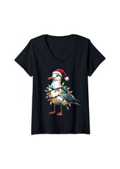 Womens Sea Gull Seagull Sea Bird Christmas Hat Xmas V-Neck T-Shirt