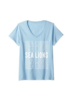 Womens Sea Lions V-Neck T-Shirt