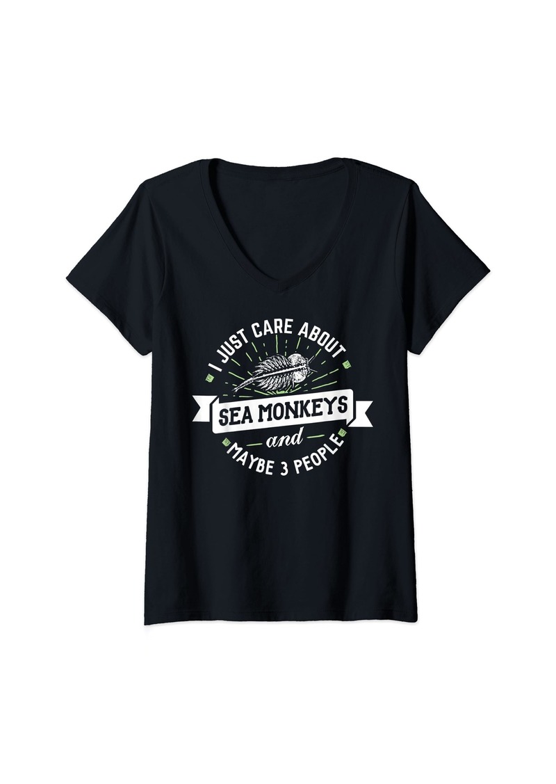 Womens Sea Monkeys - I Just Care About Sea Monkeys! V-Neck T-Shirt