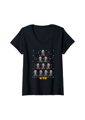 Womens Sea Otter Santa Hat Xmas Lights Men Women Christmas Tree V-Neck T-Shirt