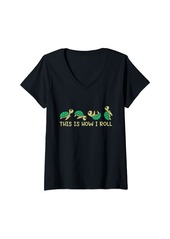 Womens Sea Turtle Lover Kids This Is How I Roll Turtle V-Neck T-Shirt
