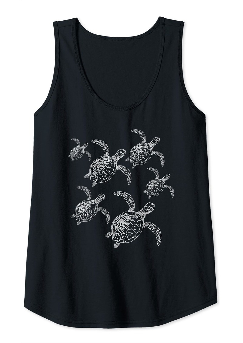 Womens Sea Turtles Family Beach Diving Vacation Souvenir Graphic Tank Top