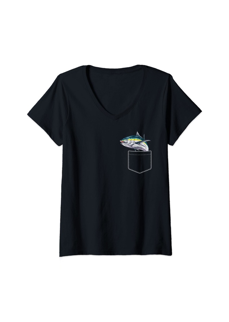 Sea Womens Tuna Fishing in Your Pocket V-Neck T-Shirt