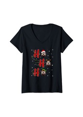 Womens Xmas Lights HO HO HO Sea Otter Funny Ugly Christmas V-Neck T-Shirt