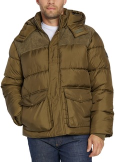 Sean John Men's Cargo Pocket Puffer Jacket with Detachable Hood