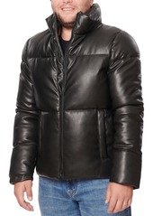 Sean John Men's Quilted Faux-Leather Puffer Jacket