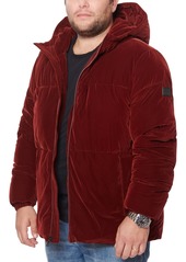 Sean John Men's Quilted Hooded Velvet Puffer Jacket