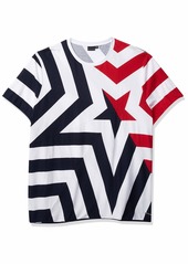 Sean John Men's Short Sleeve Crew Neck Stars and Stripes Pieced Tee Shirt  XL