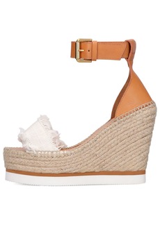 See by Chloé 120mm Glyn Canvas & Leather Wedges