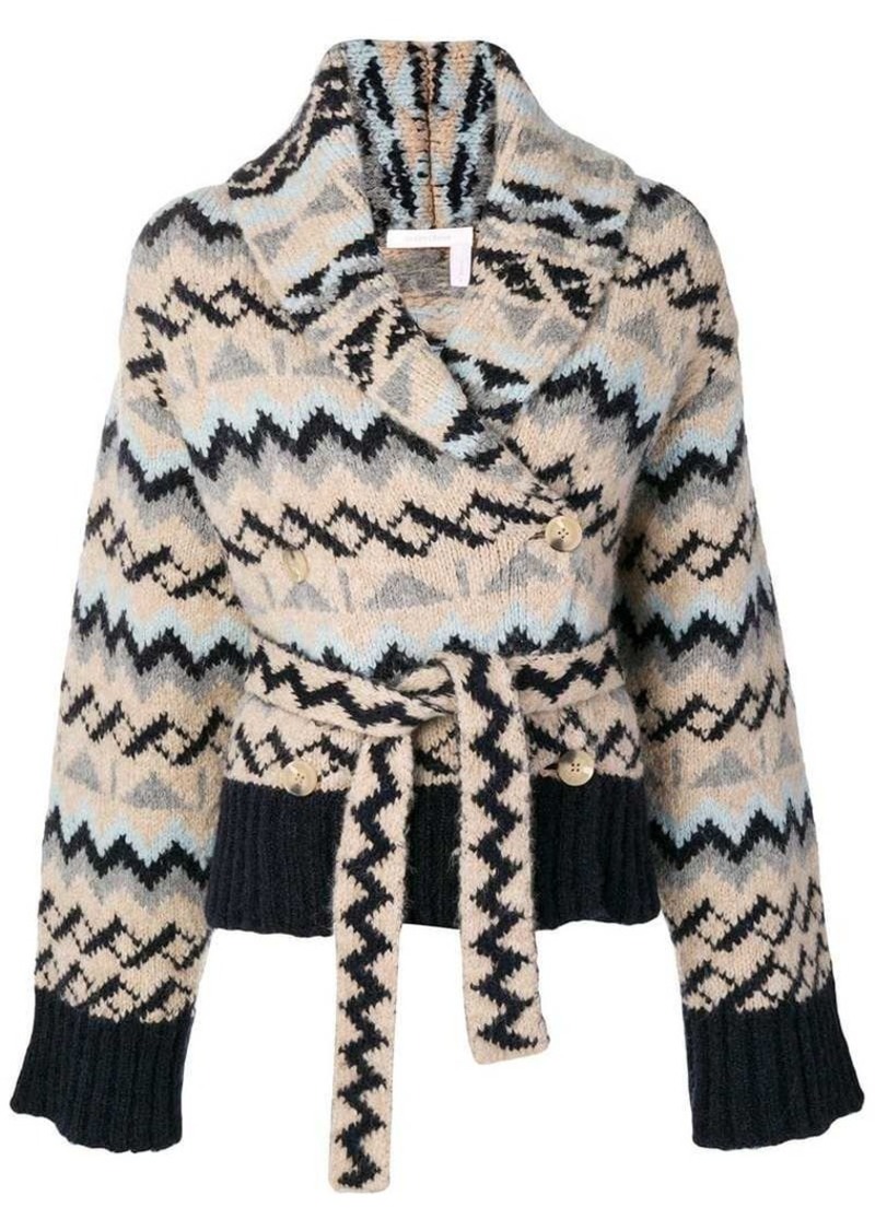 See by Chloé Aztec patterned wrap cardigan