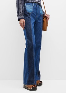 See by Chloé Deadstock Patchwork Flared Jeans