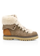 See by Chloé Eileen Shearling-Lined Suede Hiking Boots