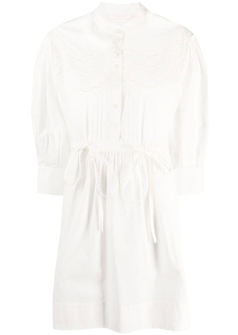 See by Chloé embroidered cotton shirtdress