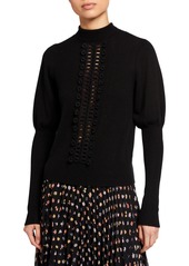 See by Chloé Embroidered Lace Mock-Neck Sweater