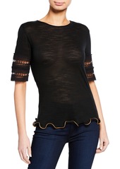 See by Chloé Embroidered Ruffle Crewneck Tee