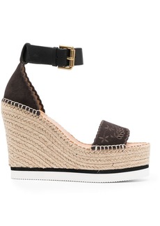 See by Chloé embroidered-strap wedge sandals