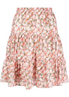 See by Chloé floral-print tiered silk skirt