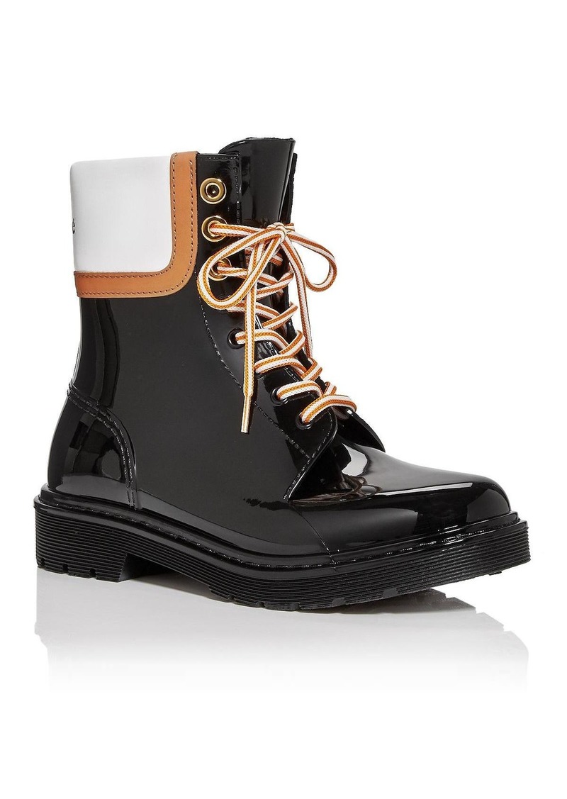 See by Chloé Florrie Womens Patent Lace-Up Rain Boots
