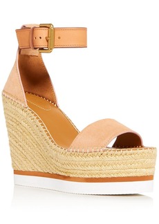 See by Chloé Glyn Womens Suede Ankle Strap Wedge Sandals