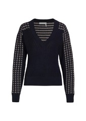 See by Chloé Lacy Knit Wool-Blend Pullover