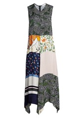 See by Chloé Patchwork Print Sleeveless Maxi Handkerchief Dress