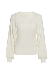 See by Chloé Romantic Knit Silk-Blend Puff-Sleeve Pullover