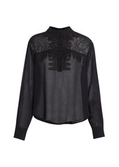 See by Chloé Ruffle Long-Sleeve Georgette Blouse