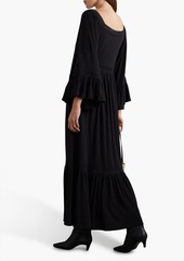 See by Chloé - Crocheted lace-trimmed cotton-jersey maxi dress - Black - XS