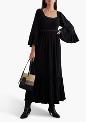 See by Chloé - Crocheted lace-trimmed cotton-jersey maxi dress - Black - XS