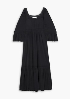 See by Chloé - Crocheted lace-trimmed cotton-jersey maxi dress - Black - XS