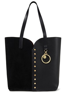 See by Chloé - Gaia small studded suede and pebbled-leather tote - Black - OneSize