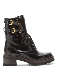 See By Chloé - Mallory Patent-leather Ankle Boots - Womens - Black