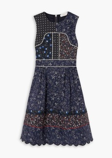 See by Chloé - Patchwork-effect floral-print cotton-poplin dress - Blue - FR 36