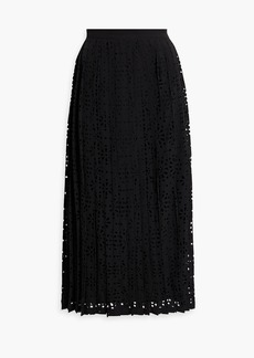 See by Chloé - Pleated laser-cut crepe midi skirt - Black - FR 38