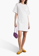 See by Chloé - Poplin-paneled ruffled cotton-jersey mini dress - White - XS