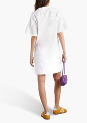 See by Chloé - Poplin-paneled ruffled cotton-jersey mini dress - White - XS