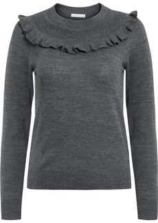 See by Chloé - Ruffled mélange stretch-knit sweater - Gray - S