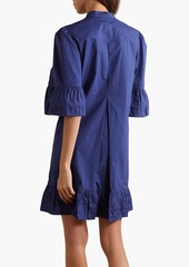 See by Chloé - Ruffled pintucked cotton-poplin mini dress - Blue - FR 34