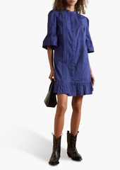 See by Chloé - Ruffled pintucked cotton-poplin mini dress - Blue - FR 36