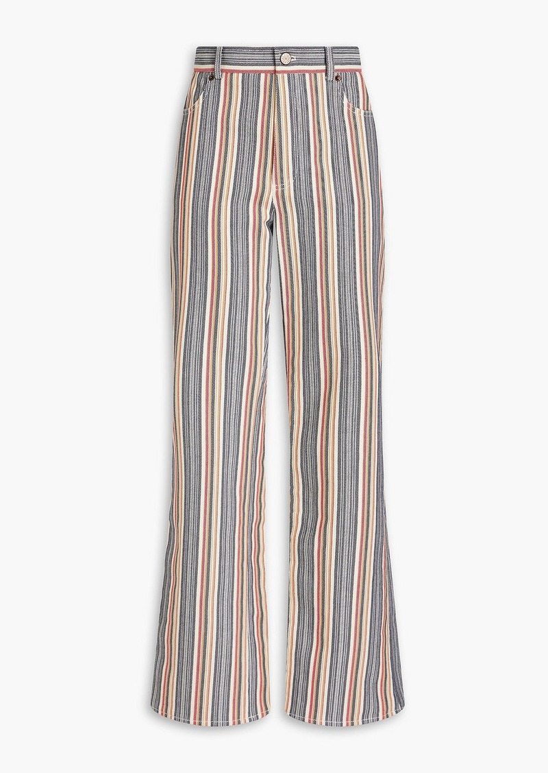 See by Chloé - Striped cotton-jacquard straight-leg pants - White - FR 36