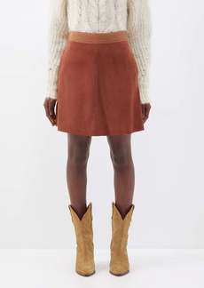 See By Chloé - Suede And Twill A-line Mini Skirt - Womens - Brown