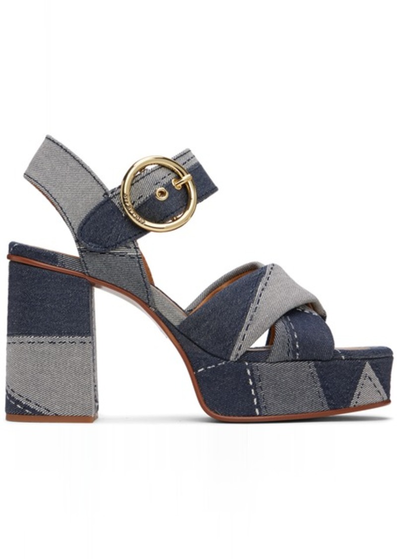 See by Chloé Blue & Indigo Joei Patchwork Heeled Sandals