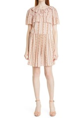 See by Chloé Chloe Floral Ruffle Cotton Blend Dress in Multicolor Pink 1 at Nordstrom