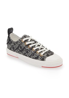 See by Chloé Printed Canvas Low Top Sneaker in 999 Nero Logo Grigio at Nordstrom Rack