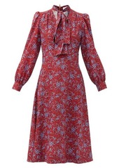 See By Chloé Pussy-bow floral-print crepe midi dress