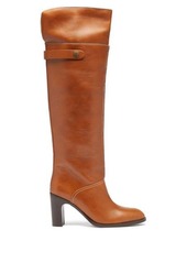 See By Chloé Topstitched over-the-knee leather boots